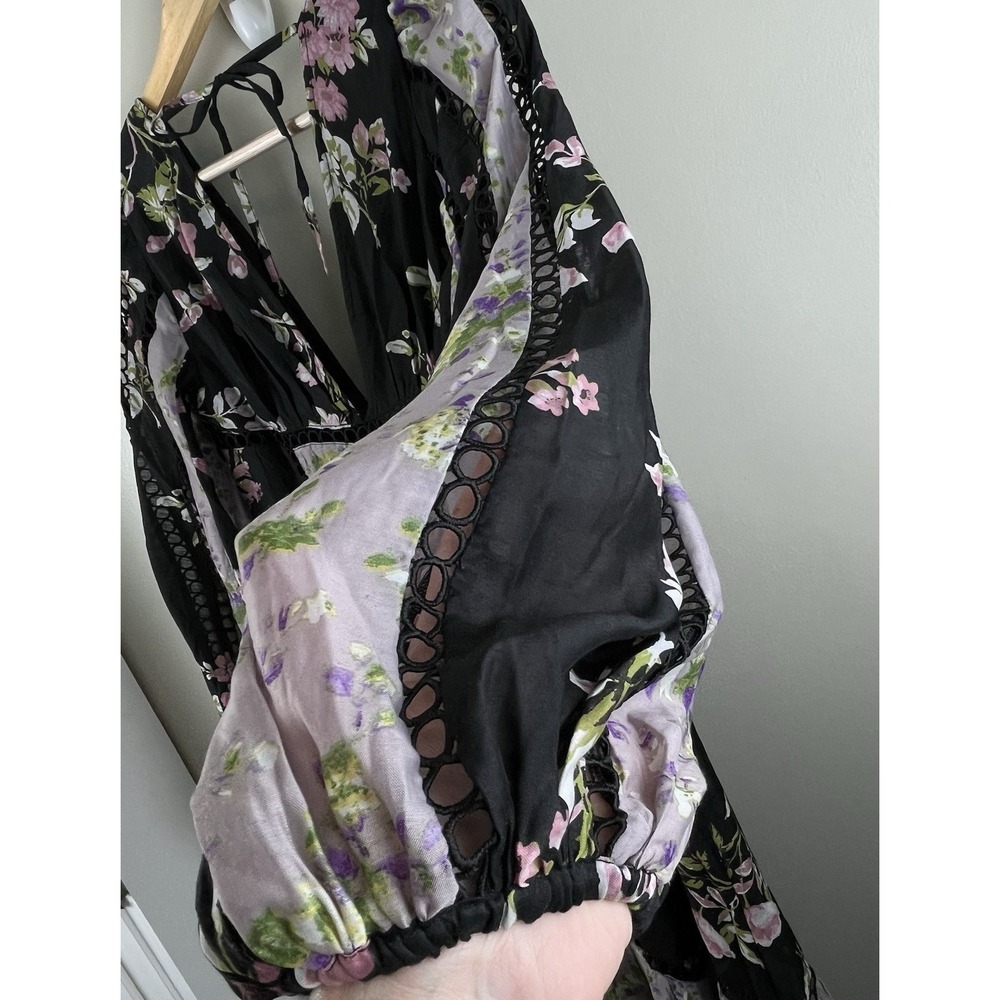 ASOS DESIGN Color Block Maxi Dress Floral Prairie Cottage Core Romantic Sz 4 - Picture 9 of 11